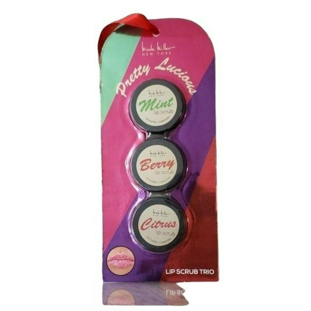 Nicole Miller New‎ York Lucious Lip Scrub Set Mint Berry Citrus Flavor